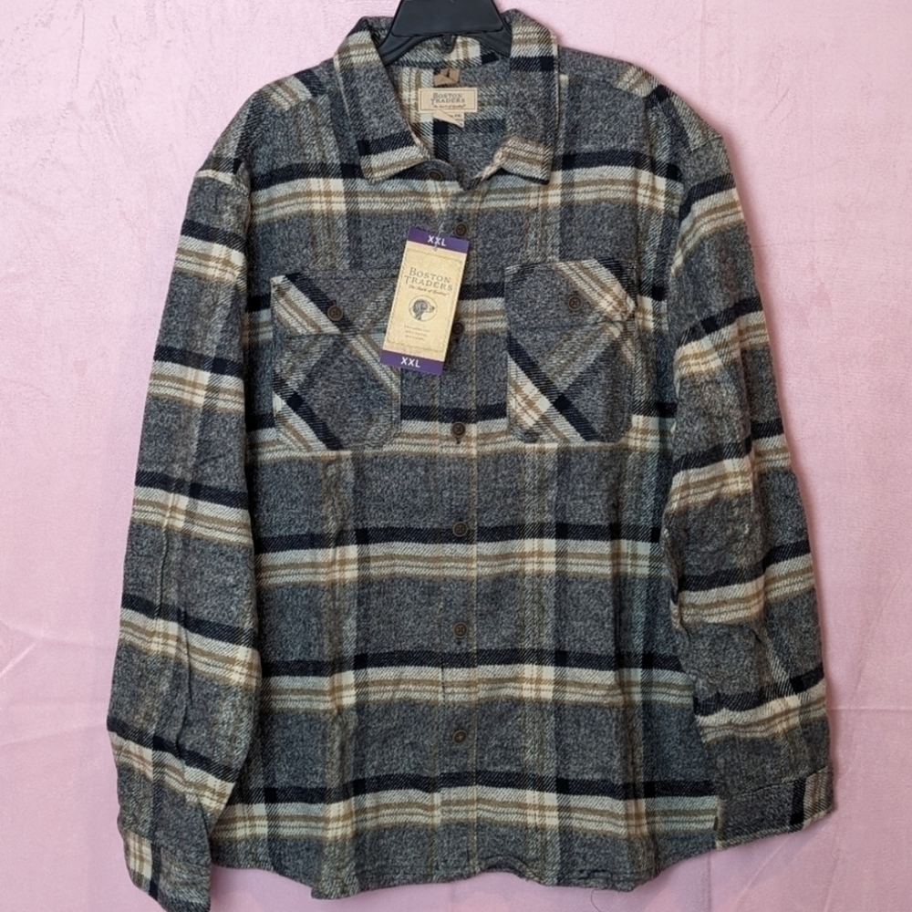 Boston Traders Maple Plaid Shacket Button Up Shirt Jacket size XXL